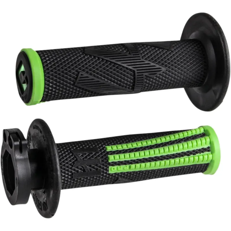Kedvezményes ár [ ODI ] Poignées Emig Pro V2 Lock-On vissées, Vert/Noir