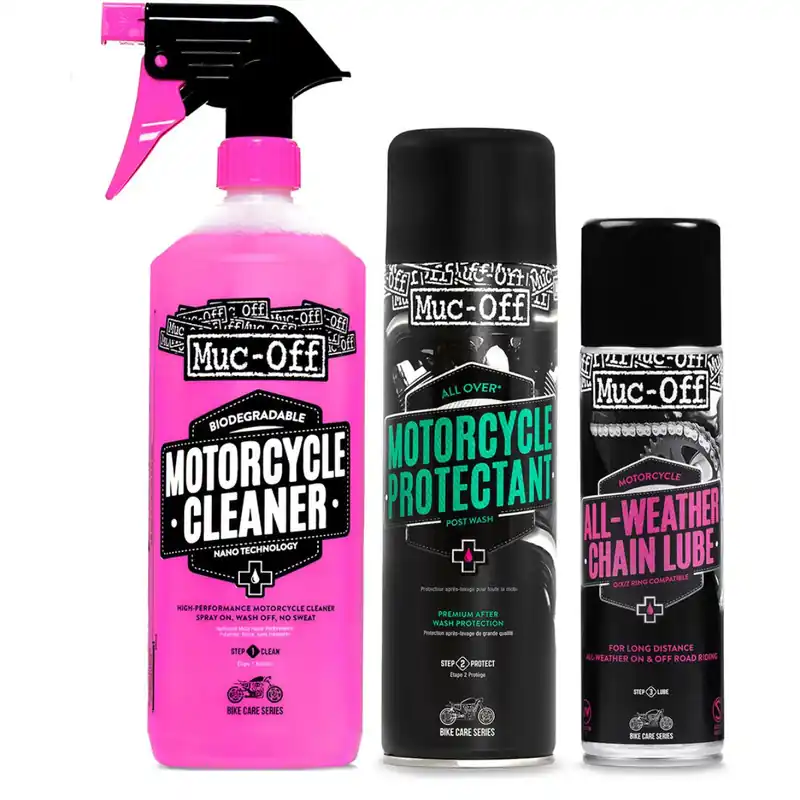 Outlet [ Muc-Off ] Kit de Nettoyage Motorcycle Clean, Protect & Lube Kit 3 pieces