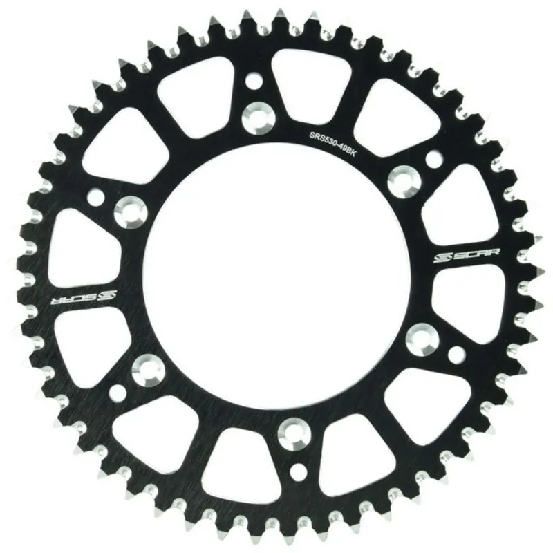 [ SCAR ] Couronne Honda, 520 Pitch, Aluminium, Black, 48-50 Teeth Prémium