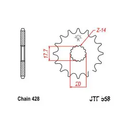 Pignon de sortie de boite JT 20/428 Fin Yamaha / Kawasaki / Derbi / Sachs Akciós ár