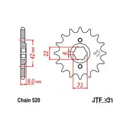 Pignon de sortie de boite JT 16/520 Épais Honda XL 600 LM / XL 600 RM ... Árengedmény