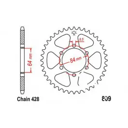 Kedvezmény Couronne JT 55/428 Acier Suzuki DR 125 S / TS 125 ...