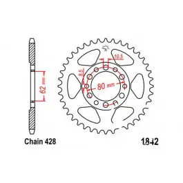 Couronne JT 52/428 Acier Yamaha TW 125 H / TW 125 N ... Rendeld meg most