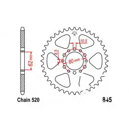 Couronne JT 49/520 Acier Yamaha XT 250 / SR 250 ... Outlet