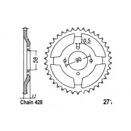 Árcsökkenés Couronne JT 50/428 Acier Honda CLR 125 1998-2000 / NX 125 1989-1998