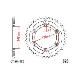 Gyors kiszállítás Couronne JT 47/520 Acier Suzuki DR 650 RSE / DR 650 RSEU ...