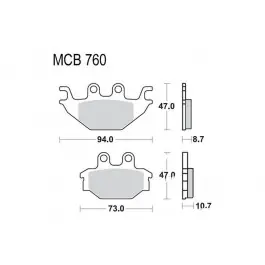 Legjobb ár Plaquettes de frein avant / arrière TRW Standar (MCB760) Yamaha / Kawasaki / Kymco / CPI / SYM ...