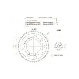 Kit chaîne Afam 13/53 sans joint 420 Derbi DRD Pro / DRD Racing Végkiárusítás