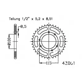 Couronne Esjot 48/420 Acier Noire Gilera GSM 50 2002-2003 Legjobb ár