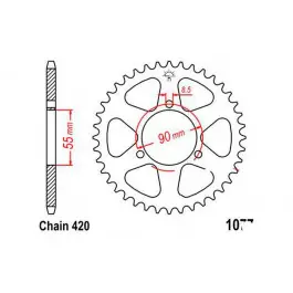 Prémium Couronne JT 47/420 Acier Rieju RS-2 50 2003-2010 / NKD 50 2003-2009