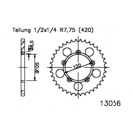 Kihagyhatatlan ajánlat Couronne Esjot 46/420 Acier Noire Aprilia / Generic / Malaguti / Keeway / KSR-Moto