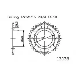 Couronne Esjot 60/428 Acier Noire Sachs ZZ 125 2T / Hercules ZX 50 ... Korlátozott ajánlat