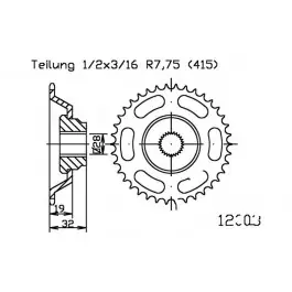 Népszerű Couronne Esjot 43/415 Acier Noire Aprilia RS 50