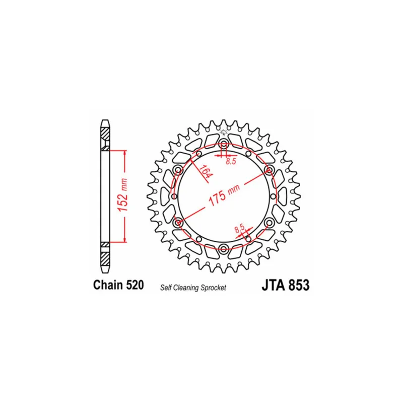 Árcsökkenés COURONNE JT SPROCKETS ALU STANDARD YAMAHA - 520 - 52 DENTS