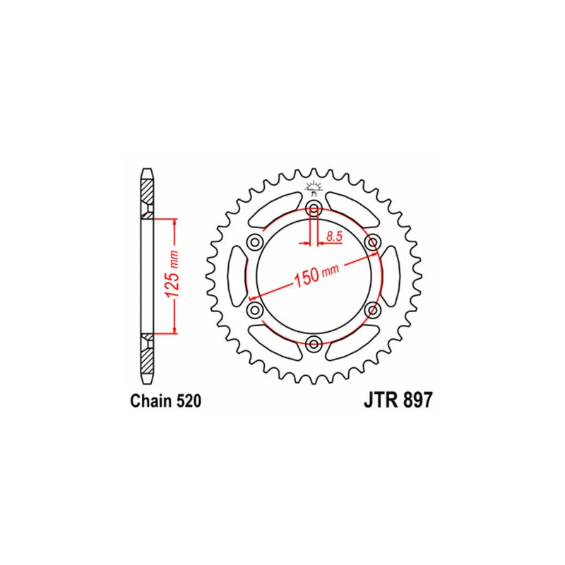 COURONNE JT SPROCKETS ALU STANDARD KTM - 520 - 51 DENTS Biztonságos fizetés