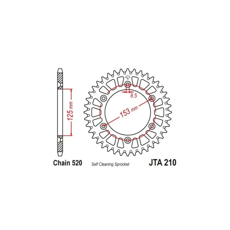 COURONNE JT SPROCKETS ALU STANDARD HONDA - 520 - 45 DENTS Exkluzív ajánlat