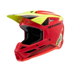 Olcsó Casque Enfant S-M3 Rouge/Jaune Fluo ALPINESTARS