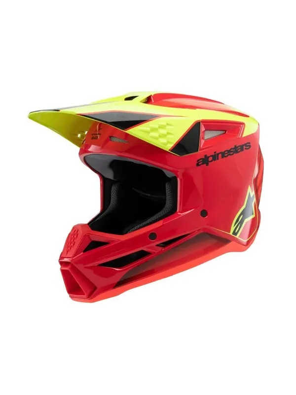 Olcsó Casque Enfant S-M3 Rouge/Jaune Fluo ALPINESTARS