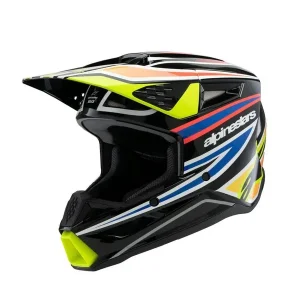 Casque Enfant S-M3 Noir/Bleu/Jaune Fluo ALPINESTARS Kiárusítás