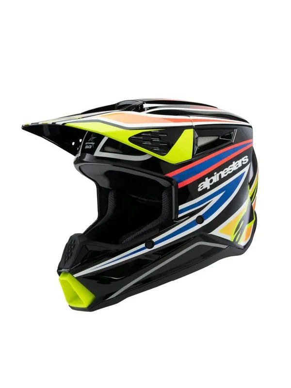 Casque Enfant S-M3 Noir/Bleu/Jaune Fluo ALPINESTARS Kiárusítás