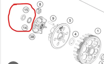 Árengedmény Écrou + rondelle de noix d‘embrayage KTM Husqvarna GasGas – 0252012002900 + 0936181506