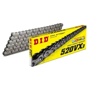 Népszerű Chaîne quad DID 520 VX3 à joints toriques renforcés avec joints d‘étanchéité, pas de 92, 94, 96, 98, 100 ou 104